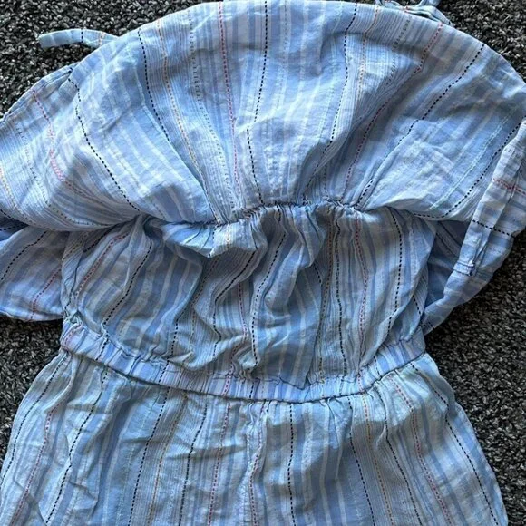 Madewell Romper Womens Small Blue White Striped Layered Adjustable Strap Artsy - Picture 3 of 6